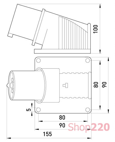 Силовая вилка стационарная 3P+N+Z, 400В, 32А, IP44, Tarel - фото 116712