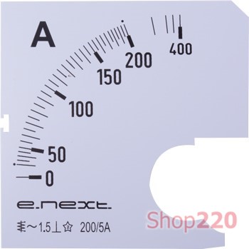 Шкала для амперметра щитового АС 200А 72х72мм, e.meter72.a200.scale Enext - фото 116860