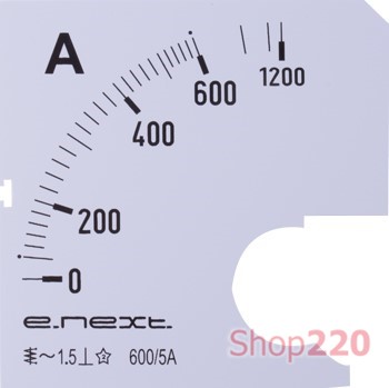 Шкала для амперметра щитового АС 600А 72х72мм, e.meter72.a600.scale Enext - фото 116863