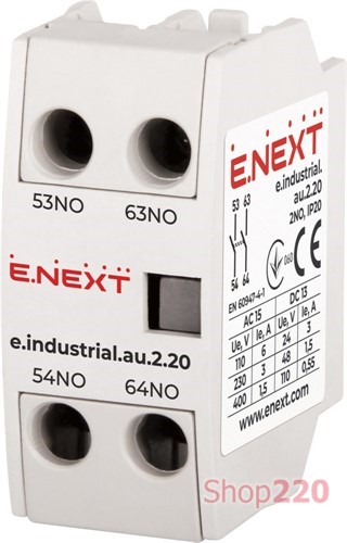 Дополнительный контакт 2no, e.industrial.au.2.20 Enext - фото 117478