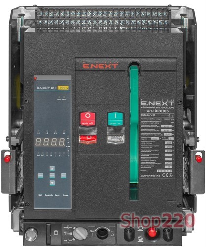 Воздушный автоматический выключатель выкатной, 0,4кВ, 3Р, электронный расцепитель, мотор-привод и РН, e.industrial.acb.3200D.2500 Enext - фото 117681