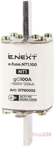 Предохранитель плавкий габарит 1, 100А, e.fuse.NT1.100 Enext - фото 117709
