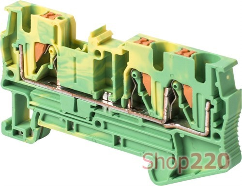 Наборная клеммная колодка заземления на DIN-рейке 3 контакта, e.tc.z.din.spring.4.1-2 Enext - фото 118292