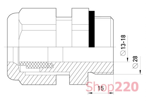 Кабельный ввод с удлиненной резьбой и уплотнителем, e.pgl.stand.21 Enext - фото 118376