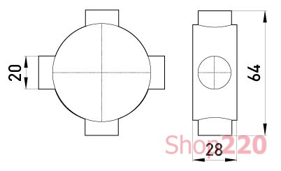 Коробка соединительная трубная, 4 ввода, d20мм, e.pipe.4.db.stand.20 Enext - фото 118595
