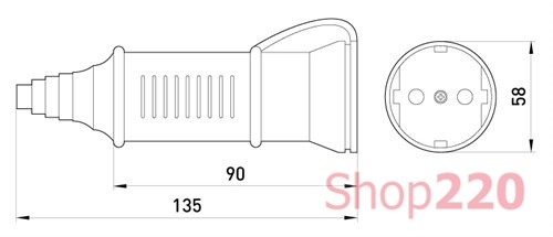 Силовая розетка переносная 2п., 230В, 16А, e.socket.pro.2.16 Enext - фото 118752