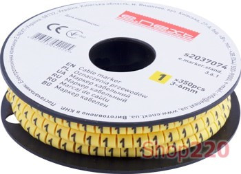 Маркер кабельный 3-6 кв.мм, 1, 350 шт, e.marker.stand.3.6.1 Enext - фото 120243