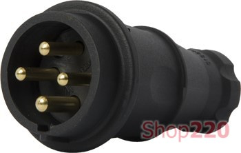 Силовая вилка переносная каучуковая 4п., 16А, e.plug.rubber.060.16 Enext - фото 120634