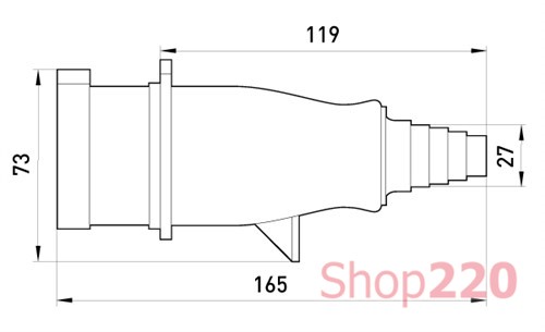 Силовая вилка переносная 3P+Z, 400В, 32А, IP44, Tarel - фото 120891
