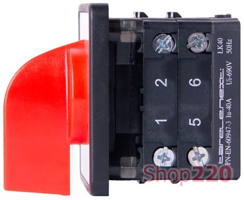 Пакетный переключатель щитовой, с передней панелью, 3p, 0-1, 40А, LK40/2.211-ZP/45 TAREL - фото 121129