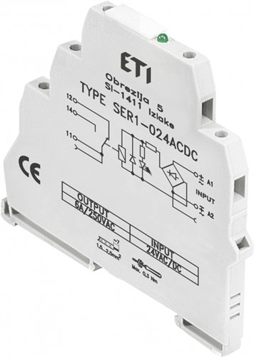 Реле интерфейсное SER1-024 ACDC (электромеханическое, 1CO, 6A AC1, 250V AC) - фото 130190