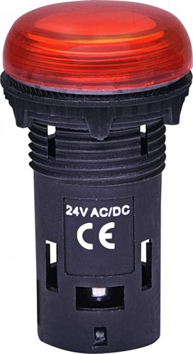 Лампа сигнальная красная матовая LED, 24V AC/DC, ECLI-22-024C-R - фото 130342