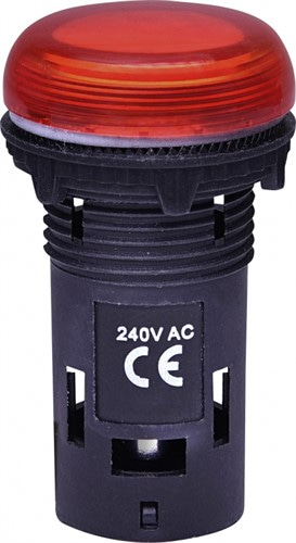 Лампа сигнальная красная матовая LED, 240V AC, ECLI-22-240A-R - фото 130348