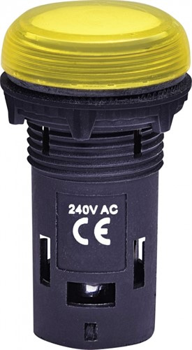 Лампа сигнальная желтая матовая LED, 240V AC, ECLI-22-240A-Y - фото 130350