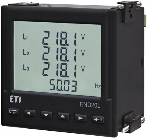 Анализатор сети END20L-RS (96x96мм кв 85-253V AC/90-300V DC, RS-485, 1xNO, импульсный выход) - фото 130626