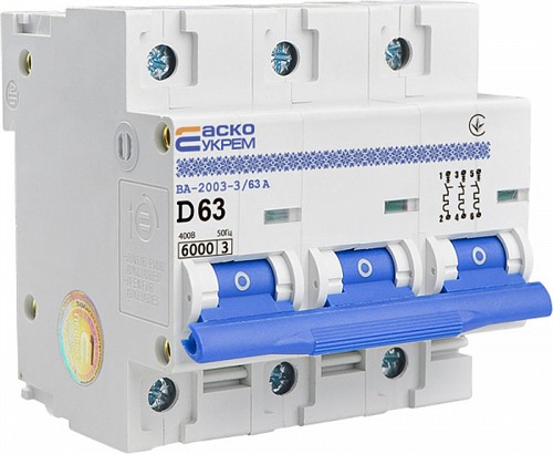 Автоматический выключатель 63А 3р, ВА-2003 АСКО УКРЕМ - фото 134085