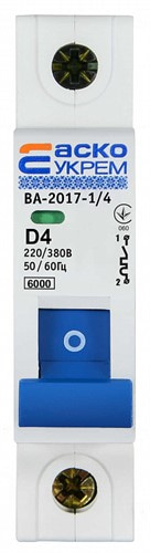 Автоматический выключатель 4А 1р, ВА-2017/D АСКО УКРЕМ - фото 134973