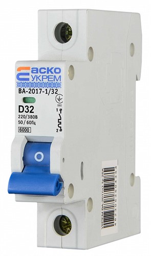 Автоматический выключатель 32А 1р, ВА-2017/D АСКО УКРЕМ - фото 135023