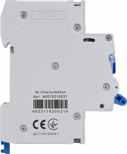 Модульный автоматический выключатель 3А 3р, B, 6kА, UTrust - фото 135322