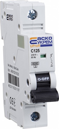 Модульный автоматический выключатель 125A 1р, C, 6kА, UProfi - фото 135964