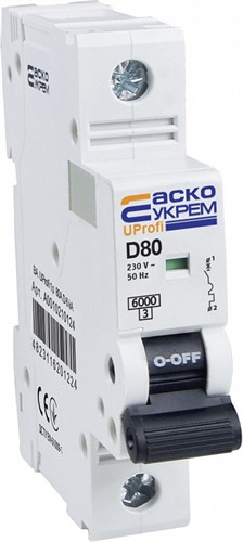 Модульный автоматический выключатель 80А 1р, D, 6kА, UProfi - фото 135996