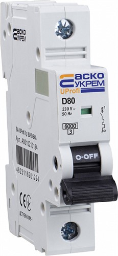 Модульный автоматический выключатель 80А 1р, D, 6kА, UProfi - фото 136001