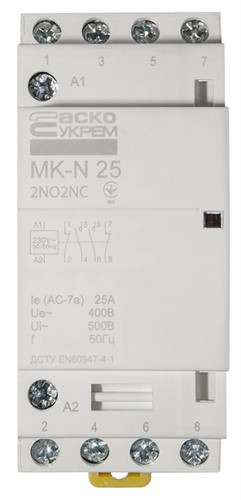 Модульный контактор 25A 4P 220V, 2NO+2NC, MK-N - фото 137699