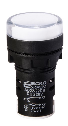 Сигнальная арматура белая, 220V DC, AD22-22DS - фото 142450