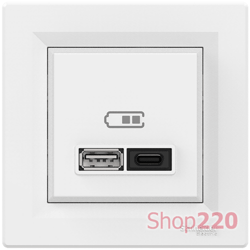 USB розетка тип А+С, 21 Вт, белый, EPH2700521 Schneider Electric Asfora - фото 149193