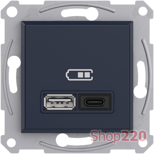 USB розетка тип А+С, 21 Вт, антрацит, EPH2700571 Schneider Electric Asfora - фото 149210