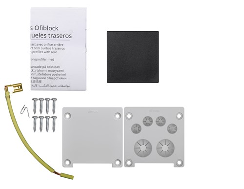 Розеточный блок на 4 (5) розетки К45, пустой, алюминий, Ofiblock COMPACT Simon KFC104/14 - фото 149508