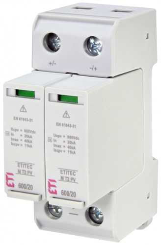 Ограничитель перенапряжения для защиты фотоэлектрических систем ETITEC M T2 PV 600/20 - фото 151915