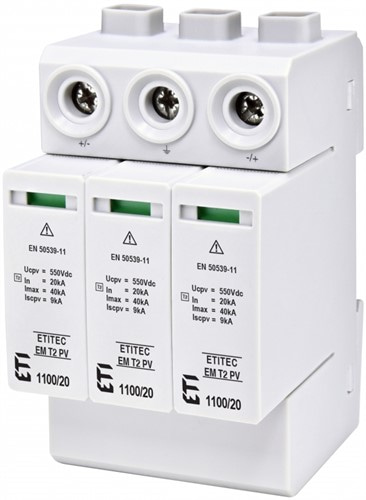 Ограничитель перенапряжения для защиты фотоэлектрических систем ETITEC EM T2 PV 1100/20 Y - фото 151918