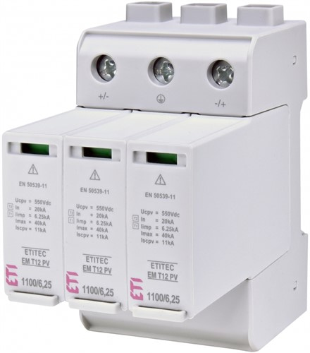 Ограничитель перенапряжения для защиты фотоэлектрических систем ETITEC EM T12 PV 1100/6,25 Y - фото 151922