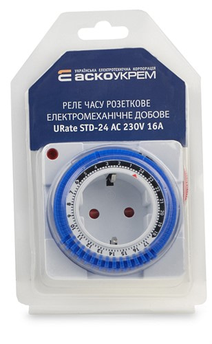 Таймер в розетку, суточный, 16А, URate STD-24 Аско - фото 152042