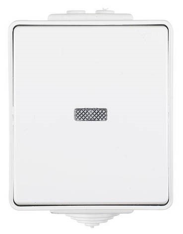 Выключатель 1-клавишный наружный с LED-подсветкой Efapel Waterproof 16А/250В, герметичный IP65, белый - фото 152937