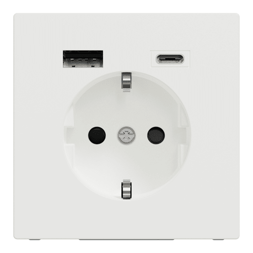 Розетка с заземлением и USB тип A+C, белый матовый, Merten - фото 155254