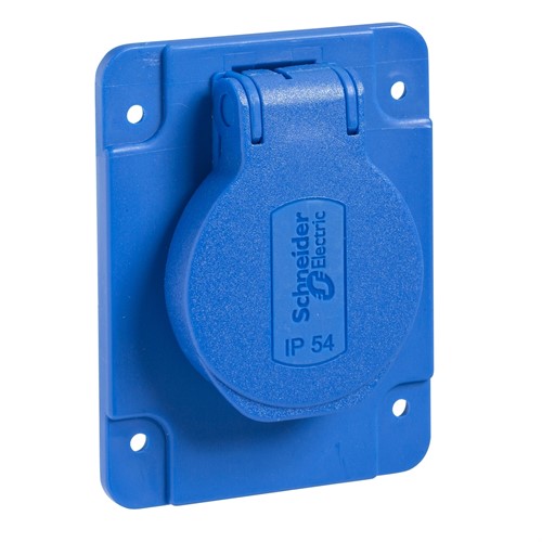 Розетка SCHUKO синяя, 65x85 мм, 250В/16А, IP54 - фото 158333