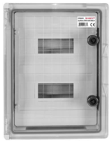 Щит ударопрочный на 24 модуля, прозрачная дверца, IP65, e.plbox.300.400.165.24m.tr ENEXT CP5113 - фото 159011