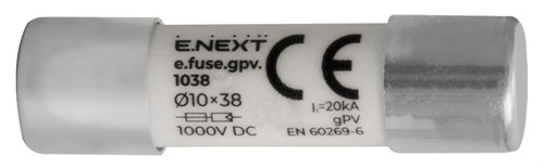 Предохранитель 15A для защиты солнечных панелей и инверторов, 10x38, gPV, 1000VDC, e.fuse.gpv.1038.15 - фото 160157