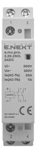 Модульный контактор 20А 2р 2NO, катушка 24В, e.mc.pro.2.20.2NO.24DC - фото 160605