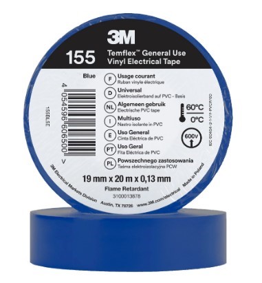 Изолента ПВХ синяя, 20м, Temflex 155, 3М - фото 160626