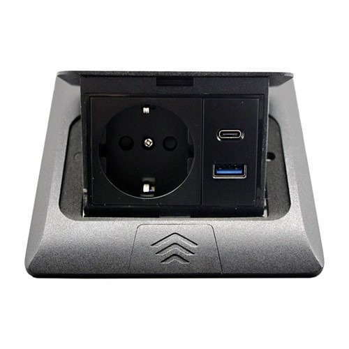 Лючок 220В + USB А+С, черный, IP44, ElectroHouse EH-F011 - фото 160899