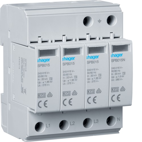 Разрядник (ПЗИП) T2 4P сменный 40kA TT/TNS с индикацией - фото 161924