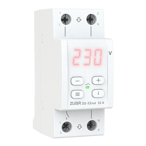 Реле напряжения Зубр 32А с термозащитой, 2 модуля, Zubr D2-32 red - фото 162005