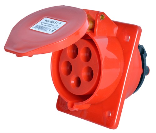 Силовая встраиваемая розетка 5п., 380В, 32А, e.socket.pro.5.32.wall Enext - фото 162006