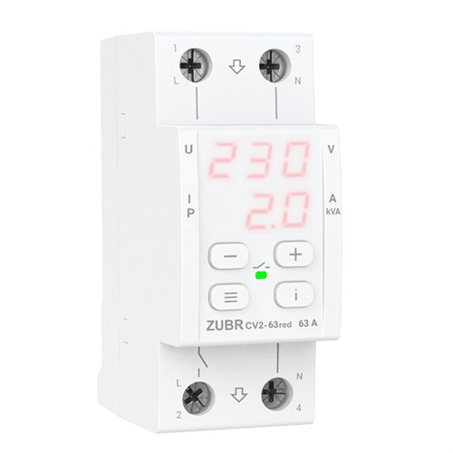 Реле напряжения с контролем тока, 63А, CV2-63 red Zubr - фото 162040