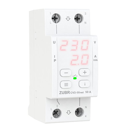 Реле напряжения с контролем тока, 50А, CV2-50 red Zubr - фото 162045