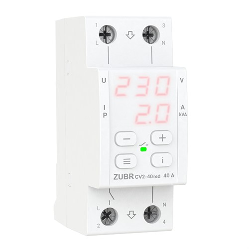 Реле напряжения с контролем тока, 40А, CV2-40 red Zubr - фото 162054