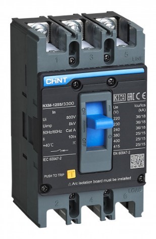 Автоматический выключатель 63А, 3 фазы, NXM-125S/3300 Chint - фото 162308